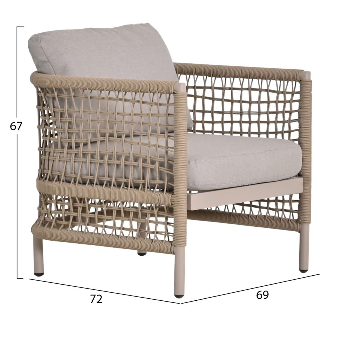 ΣΕΤ ΣΑΛΟΝΙ 4ΤΜΧ SONDRA HM6251.02 ΑΛΟΥΜΙΝΙΟ & ΣΧΟΙΝΙ ΚΑΠΟΥΤΣΙΝΟ--ΜΑΞΙΛΑΡΙΑ ΣΕ ΜΠΕΖ