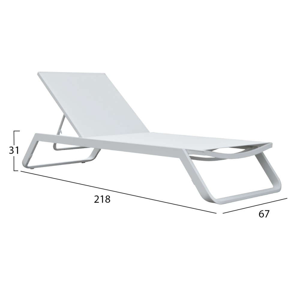 ΞΑΠΛΩΣΤΡΑ ΑΛΟΥΜΙΝΙΟΥ MARIMAR HM6562.02 ΣΚΕΛΕΤΟΣ & TEXTILENE ΛΕΥΚΟ 220x67.5x31.5Υεκ