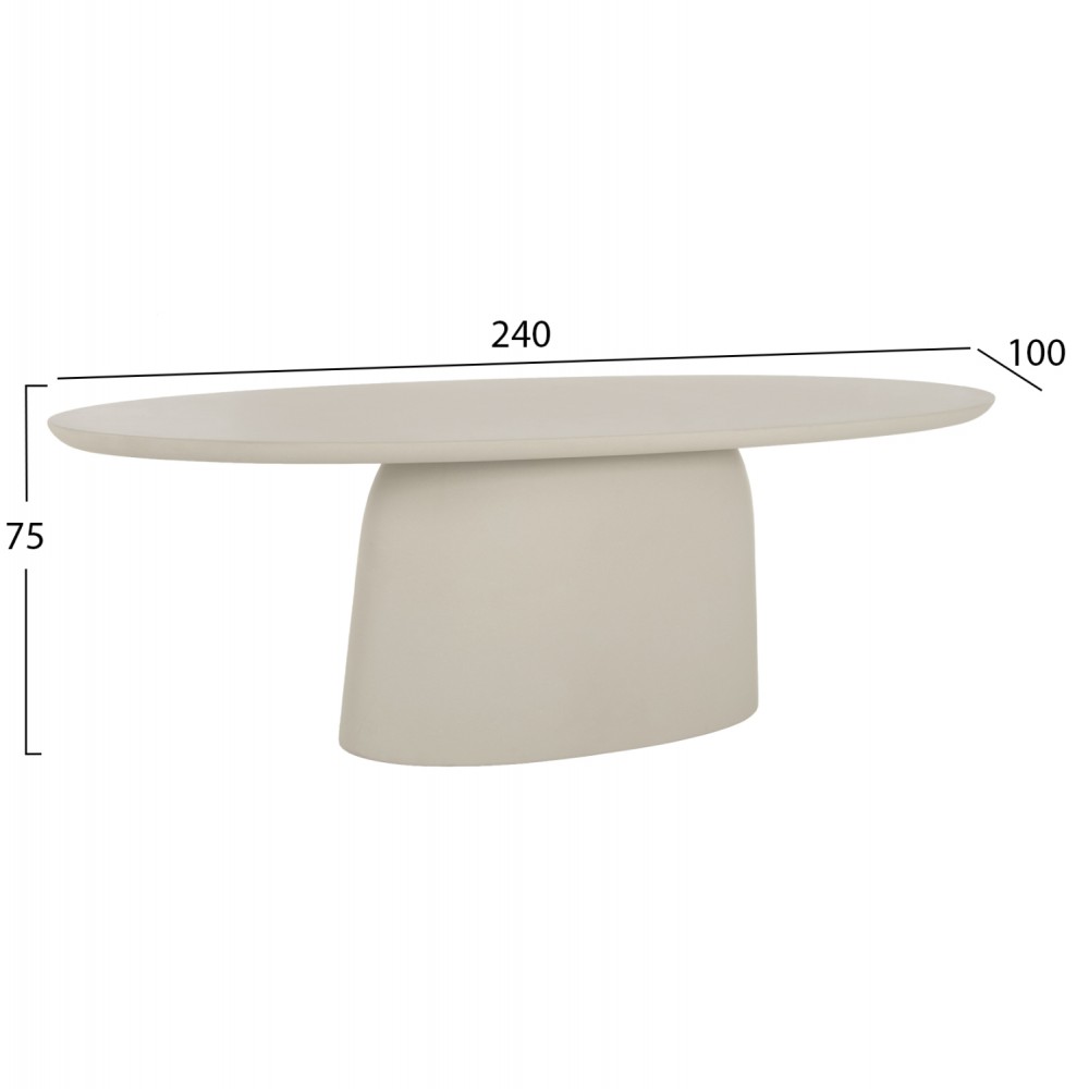 ΤΡΑΠΕΖΙ ΤΡΑΠΕΖΑΡΙΑΣ ΟΒΑΛ BRECCAN HM6577.02 ΜΠΕΖ FIBER CEMENT 240x100x75Υεκ.