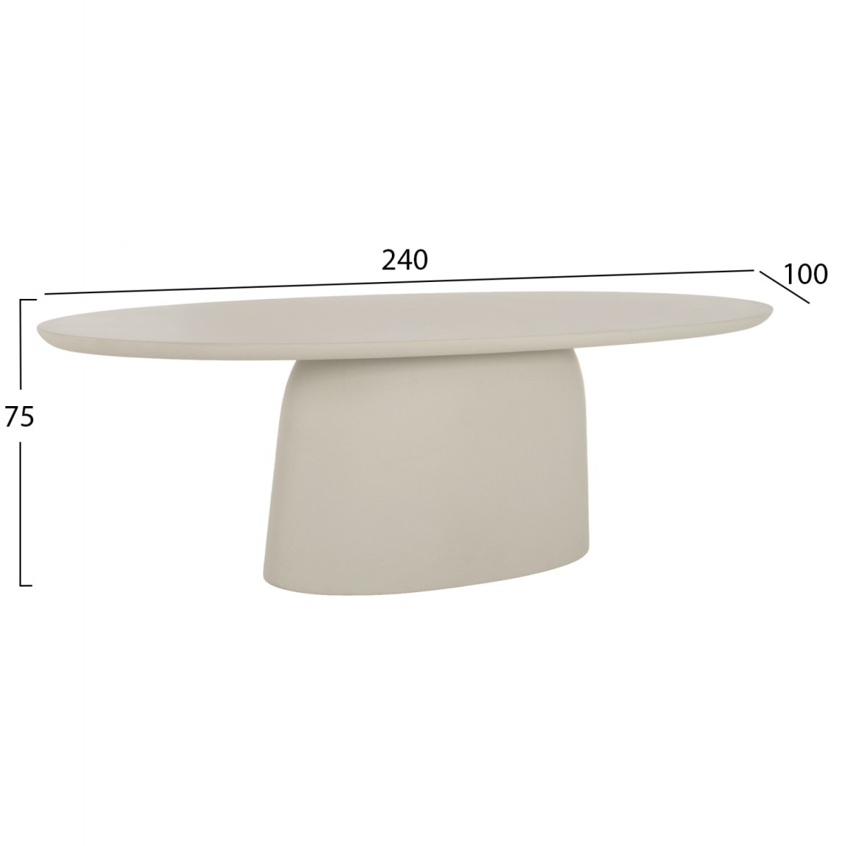 ΤΡΑΠΕΖΙ ΤΡΑΠΕΖΑΡΙΑΣ ΟΒΑΛ BRECCAN HM6577.02 ΜΠΕΖ FIBER CEMENT 240x100x75Υεκ.