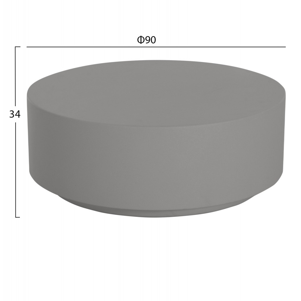 ΤΡΑΠΕΖΙ ΜΕΣΗΣ ΣΤΡΟΓΓΥΛΟ KYOKO HM6579.01 ΓΚΡΙ FIBER CEMENT Φ90x34Υεκ.