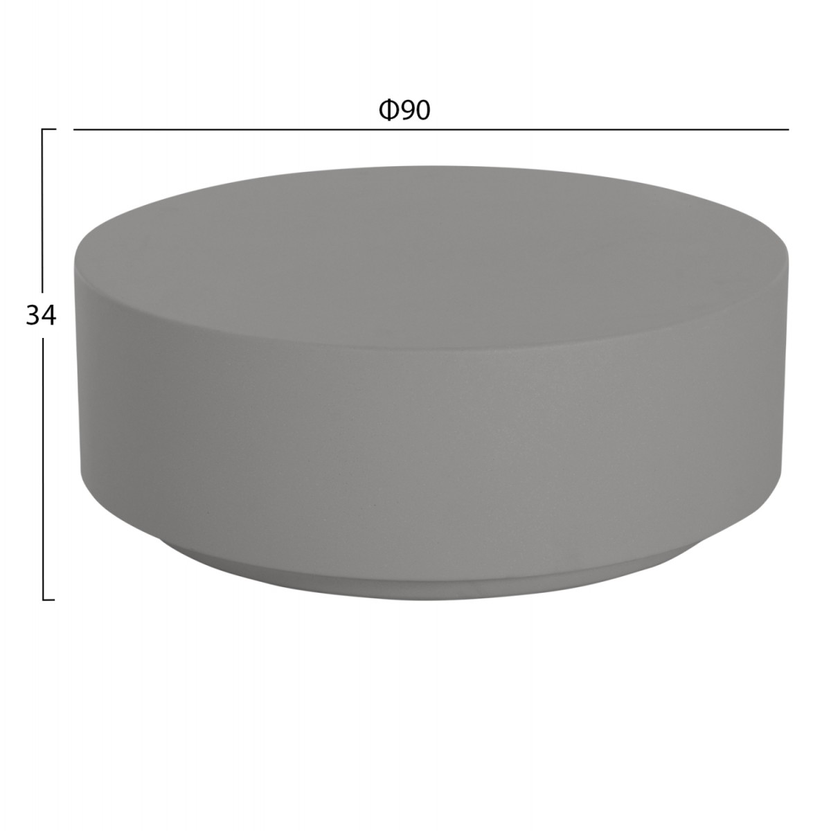 ΤΡΑΠΕΖΙ ΜΕΣΗΣ ΣΤΡΟΓΓΥΛΟ KYOKO HM6579.01 ΓΚΡΙ FIBER CEMENT Φ90x34Υεκ.