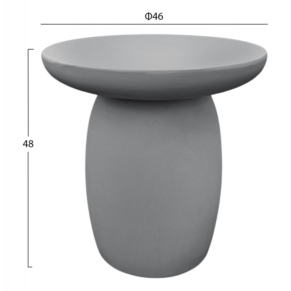 ΤΡΑΠΕΖΙ ΒΟΗΘΗΤΙΚΟ FIBER CEMENT ΣΤΡΟΓΓΥΛΟ HIKARI HM6593.01 ΓΚΡΙ Φ46x48Υεκ.