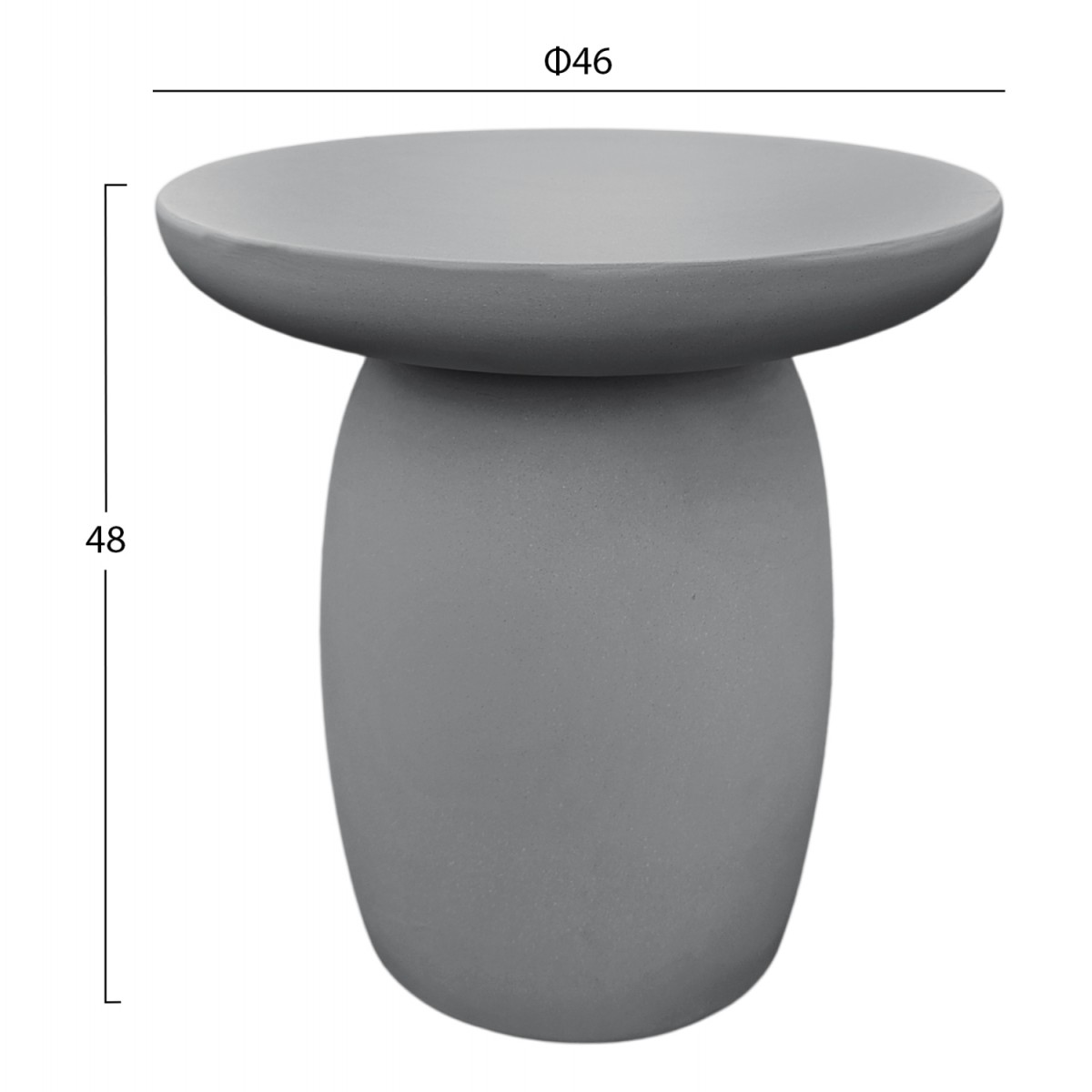 ΤΡΑΠΕΖΙ ΒΟΗΘΗΤΙΚΟ FIBER CEMENT ΣΤΡΟΓΓΥΛΟ HIKARI HM6593.01 ΓΚΡΙ Φ46x48Υεκ.