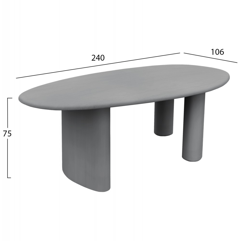 ΤΡΑΠΕΖΙ ΤΡΑΠΕΖΑΡΙΑΣ FIBER CEMENT ΟΒΑΛ VOLPE HM6599.01 ΓΚΡΙ 240x100x75Υεκ