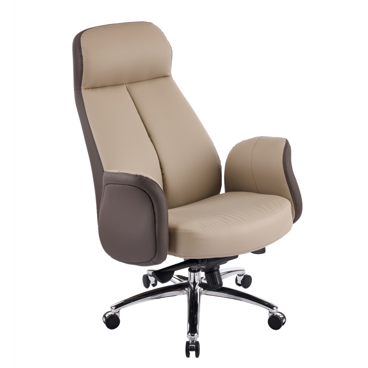 ΚΑΡΕΚΛΑ ΓΡΑΦΕΙΟΥ DRAMON HM18356.02 ΜΠΕΖ-ΚΑΦΕ PU ΔΕΡΜΑ--ΒΑΣΗ ΧΡΩΜΙΟΥ 66x70x132.5Υεκ