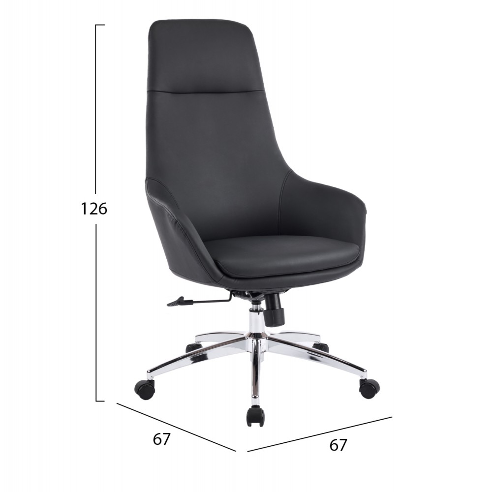 ΚΑΡΕΚΛΑ ΓΡΑΦΕΙΟΥ BEKKER HM18359.01 ΜΑΥΡΟ PU ΔΕΡΜΑ--ΒΑΣΗ ΧΡΩΜΙΟΥ 67x67x126Υεκ