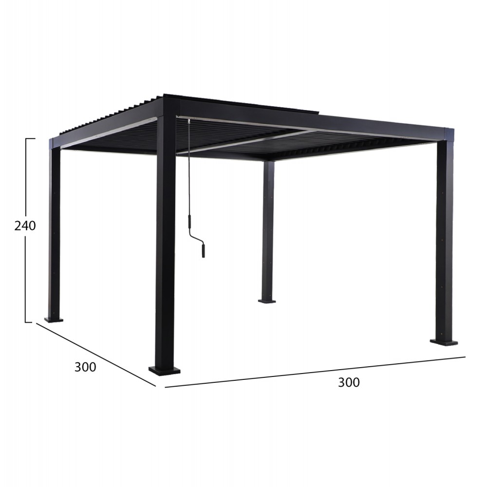 ΒΙΟΚΛΙΜΑΤΙΚΗ ΠΕΡΓΚΟΛΑ ΑΛΟΥΜΙΝΙΟΥ PREMIUM FRANIO HM6609.01 ΜΑΥΡΟ 300x300x240Υ