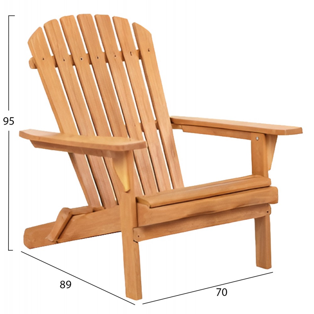 ΠΟΛΥΘΡΟΝΑ LOUNGE ΠΤΥΣΣΟΜΕΝΗ SKALL HM6619 ΞΥΛΟ TEAK ΦΥΣΙΚΟ 70x89x95Υεκ.