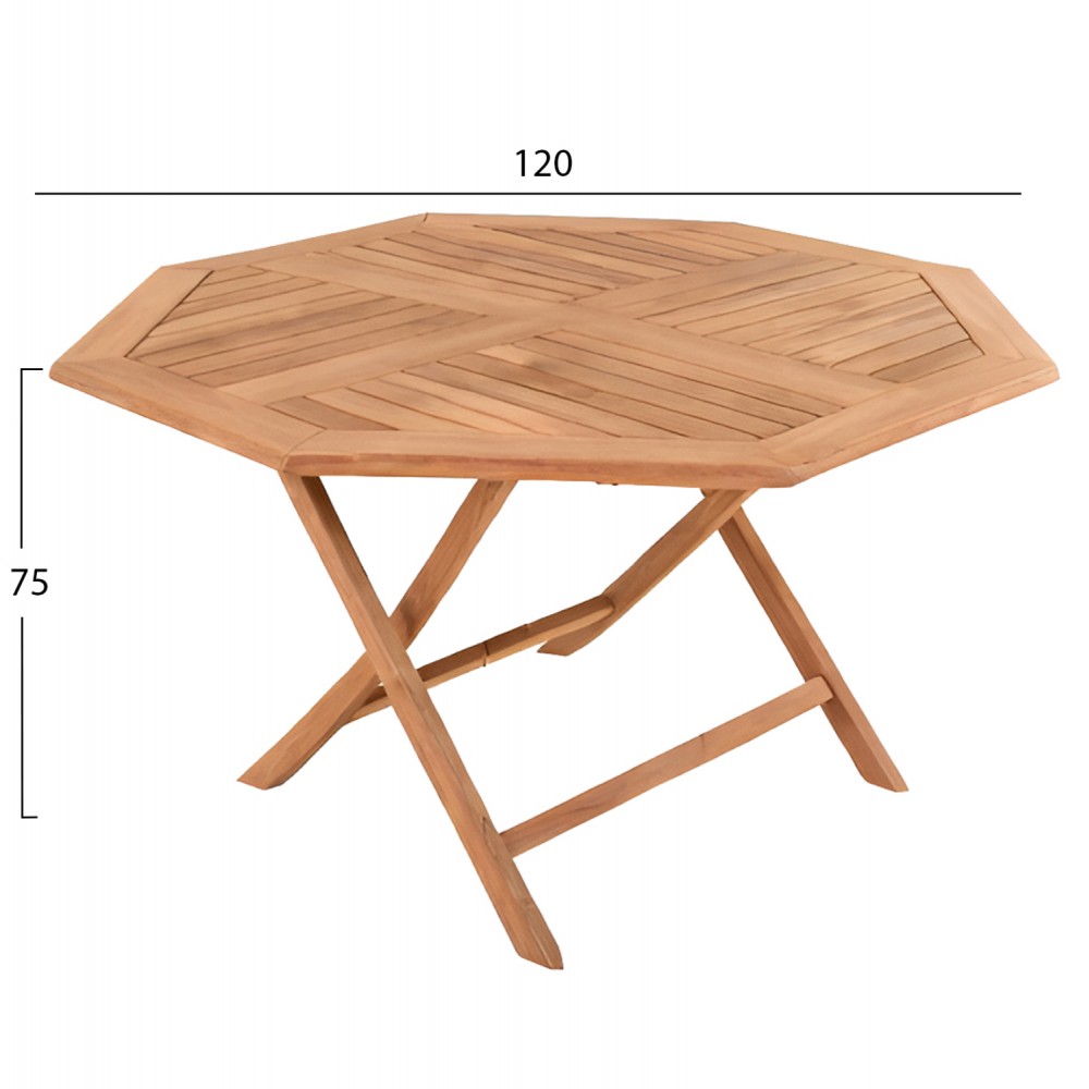 ΤΡΑΠΕΖΙ ΠΟΛΥΓΩΝΟ ΠΤΥΣΣΟΜΕΝΟ KARLIN HM6618 ΞΥΛΟ TEAK ΣΕ ΦΥΣΙΚΟ ΧΡΩΜΑ 120x120x75Yεκ.