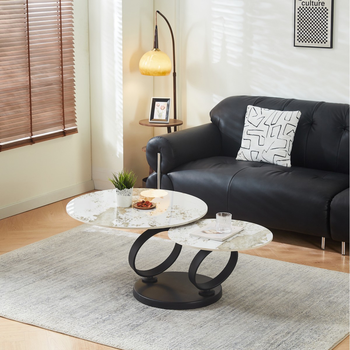 ΤΡΑΠΕΖΙ ΣΑΛΟΝΙΟΥ ΔΙΠΛΟ NUBISA HM18364.01 ΜΕΤΑΛΛΟ--SINTERED STONE PANDORA Φ80Χ44Υεκ