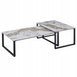 ΤΡΑΠΕΖΙ ΣΑΛΟΝΙΟΥ 2ΤΜΧ TERREN HM18365.01 ΜΕΤΑΛΛΟ--SINTERED STONE PANDORA 120x70x45Υεκ