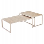 ΤΡΑΠΕΖΙ ΣΑΛΟΝΙΟΥ 2ΤΜΧ TERREN HM18365.02 ΜΠΕΖ ΠΟΔΙΑ--SINTERED STONE ΣΕ ΤΡΑΒΕΡΤΙΝΑ 120x70x45Υεκ