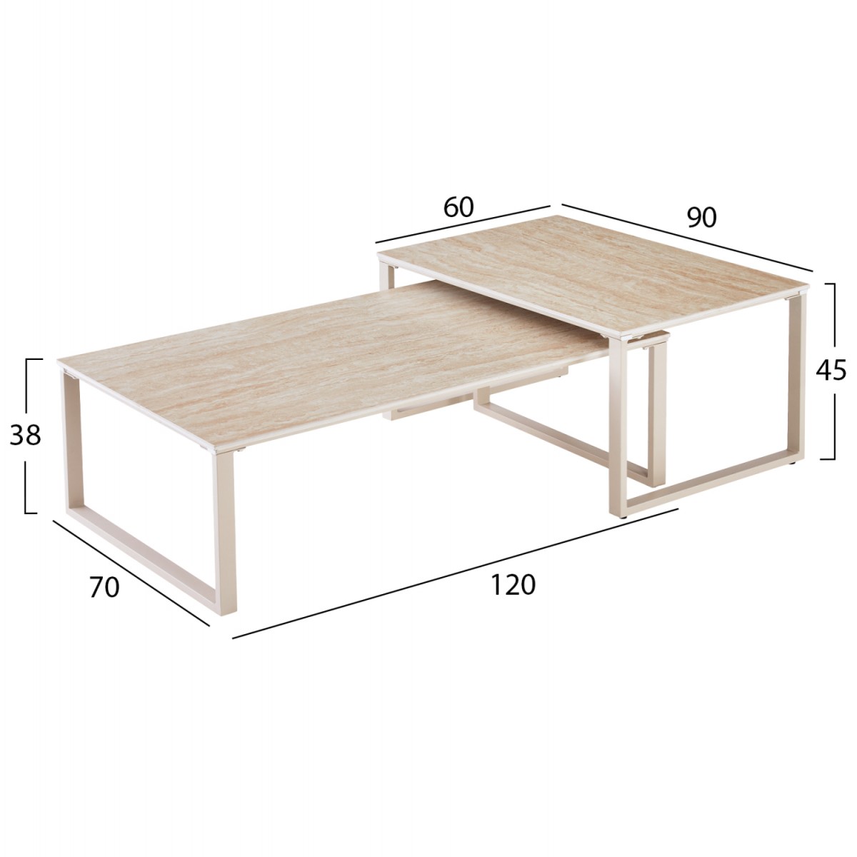 ΤΡΑΠΕΖΙ ΣΑΛΟΝΙΟΥ 2ΤΜΧ TERREN HM18365.02 ΜΠΕΖ ΠΟΔΙΑ--SINTERED STONE ΣΕ ΤΡΑΒΕΡΤΙΝΑ 120x70x45Υεκ