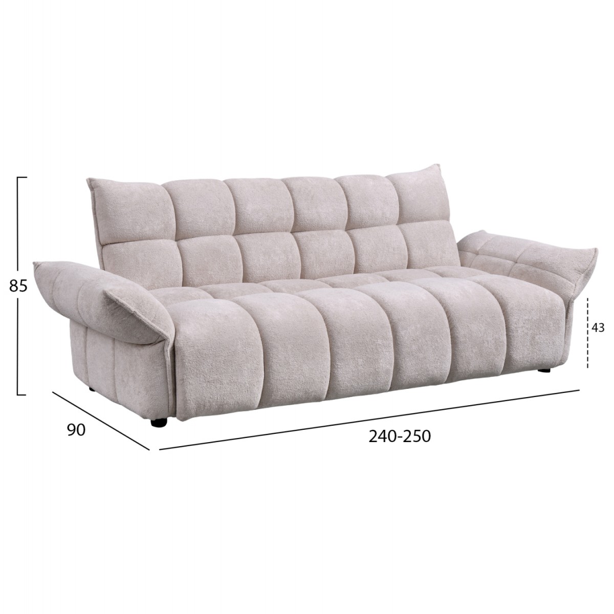 ΚΑΝΑΠΕΣ ΚΡΕΒΑΤΙ MELU HM3314.02 ΜΠΕΖ ΥΦΑΣΜΑ--ΚΑΘΙΣΜΑ POCKET SPRINGS 240-250x90x85Υεκ.