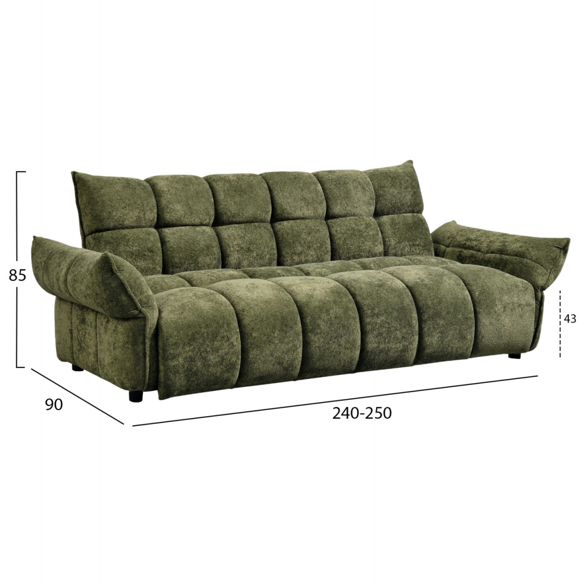 ΚΑΝΑΠΕΣ ΚΡΕΒΑΤΙ MELU HM3314.03 ΠΡΑΣΙΝΟ ΥΦΑΣΜΑ--ΚΑΘΙΣΜΑ POCKET SPRINGS 240-250x90x85Υεκ