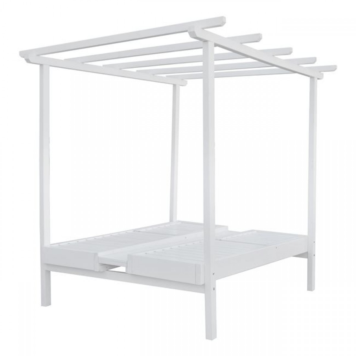 ΞΑΠΛΩΣΤΡΑ ΞΥΛΙΝΗ ΔΙΠΛΗ ΜΥΚΟΝΟΣ ΛΕΥΚΗ ΜΕ ΟΥΡΑΝΟ 205x167x212 cm HM5428