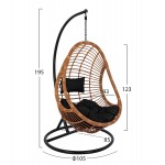 ΚΡΕΜΑΣΤΗ ΠΟΛΥΘΡΟΝΑ ΦΩΛΙΑ CALLIE HM5541.04 ΜΕ ΜΠΕΖ WICKER & ΜΑΥΡΑ ΜΑΞΙΛΑΡΙΑ Φ105Χ195Υ εκ.