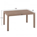 ΤΡΑΠΕΖΙ ΠΟΛΥΠΡΟΠΥΛΕΝΙΟΥ TODOR 150Χ90Χ73.5Υεκ.RATTAN ΚΑΠΟΥΤΣΙΝΟ ΜΕ UV PROTECTION HM5737.02