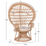 ΠΟΛΥΘΡΟΝΑ ROYAL PEACOCK HM9342 RATTAN ΣΕ ΦΥΣΙΚΟ-ΜΑΞΙΛΑΡΙ ΜΠΕΖ 114x72x150Yεκ.