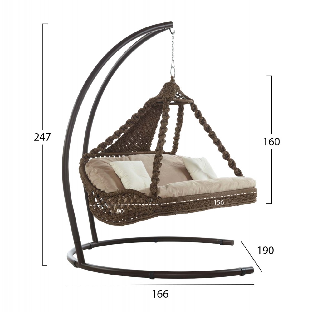 ΚΡΕΜΑΣΤΗ ΦΩΛΙΑ AUGUST ΔΥΟ ΑΤΟΜΩΝ ΜΑΚΡΑΜΕ ΣΧΟΙΝΙ-ΜΕΤΑΛΛΟ ΚΑΦΕ 156x90x160Υεκ.HM5898.01