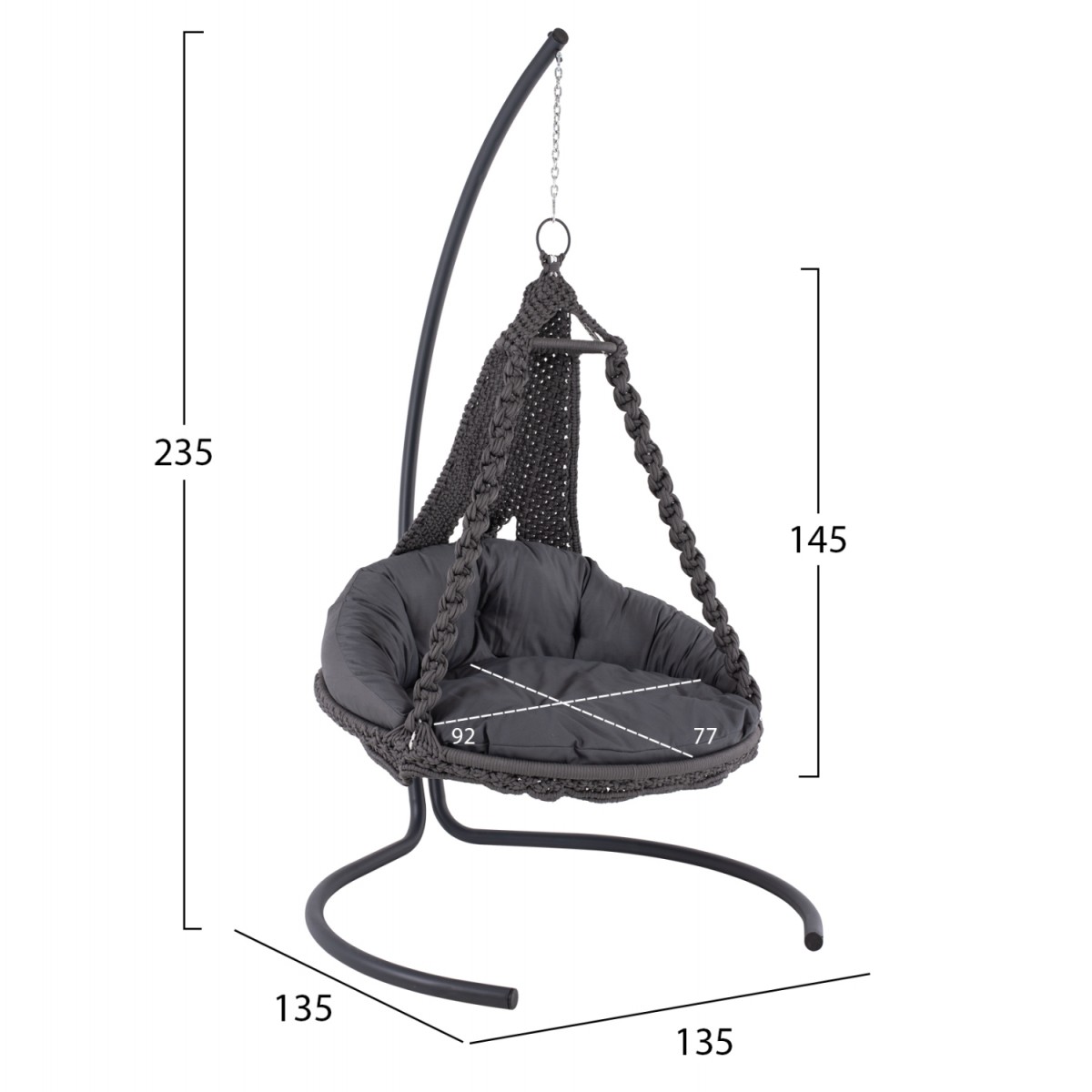 ΚΡΕΜΑΣΤΗ ΦΩΛΙΑ AUGUST ΜΑΚΡΑΜΕ-ΜΕΤΑΛΛΟ ΑΝΘΡΑΚΙ HM5922.10 123x113x145Υεκ.