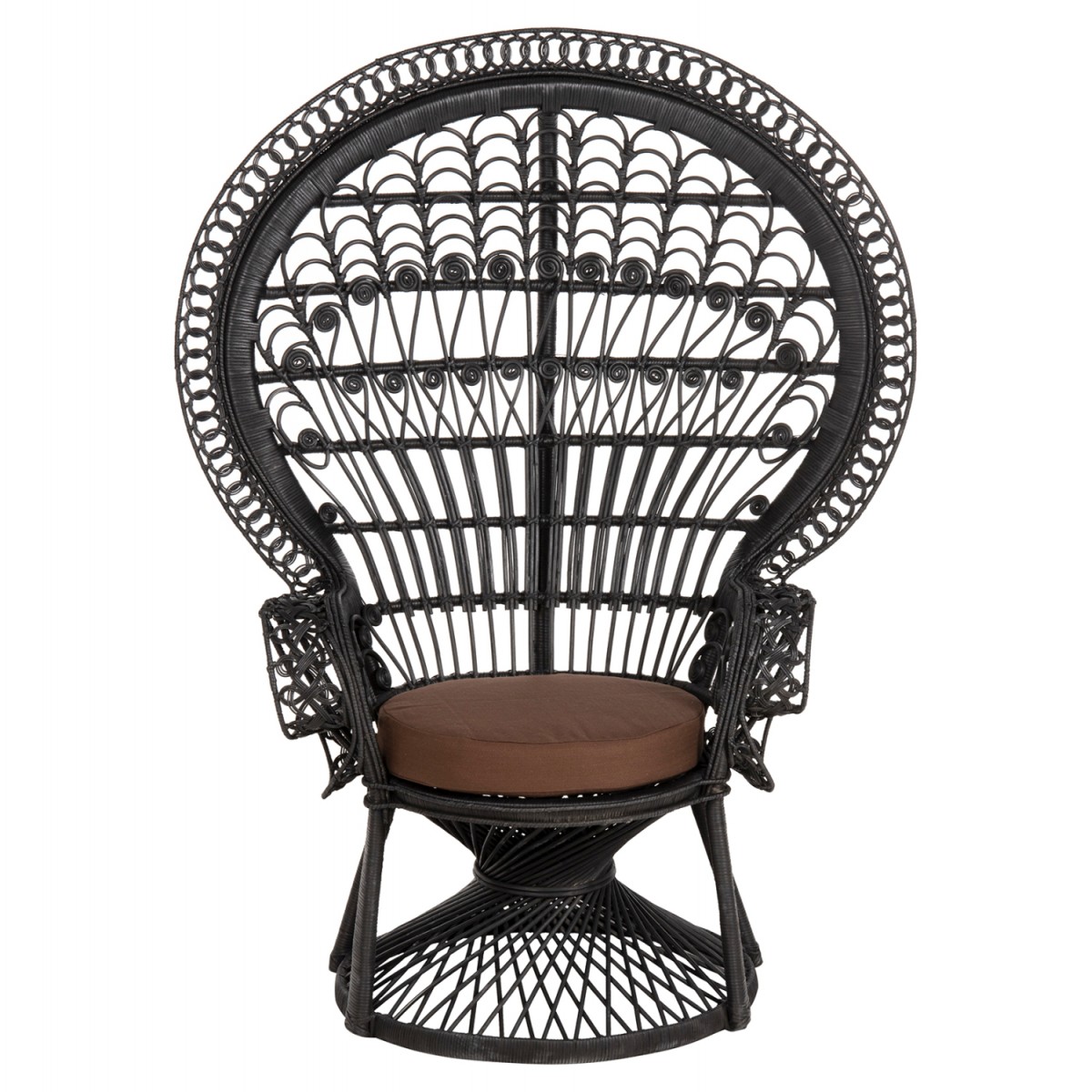ΠΟΛΥΘΡΟΝΑ ROYAL PEACOCK HM9342.03 RATTAN ΜΑΥΡΟ-ΜΑΞΙΛΑΡΙ ΜΑΥΡΟ 114x72x150Yεκ.
