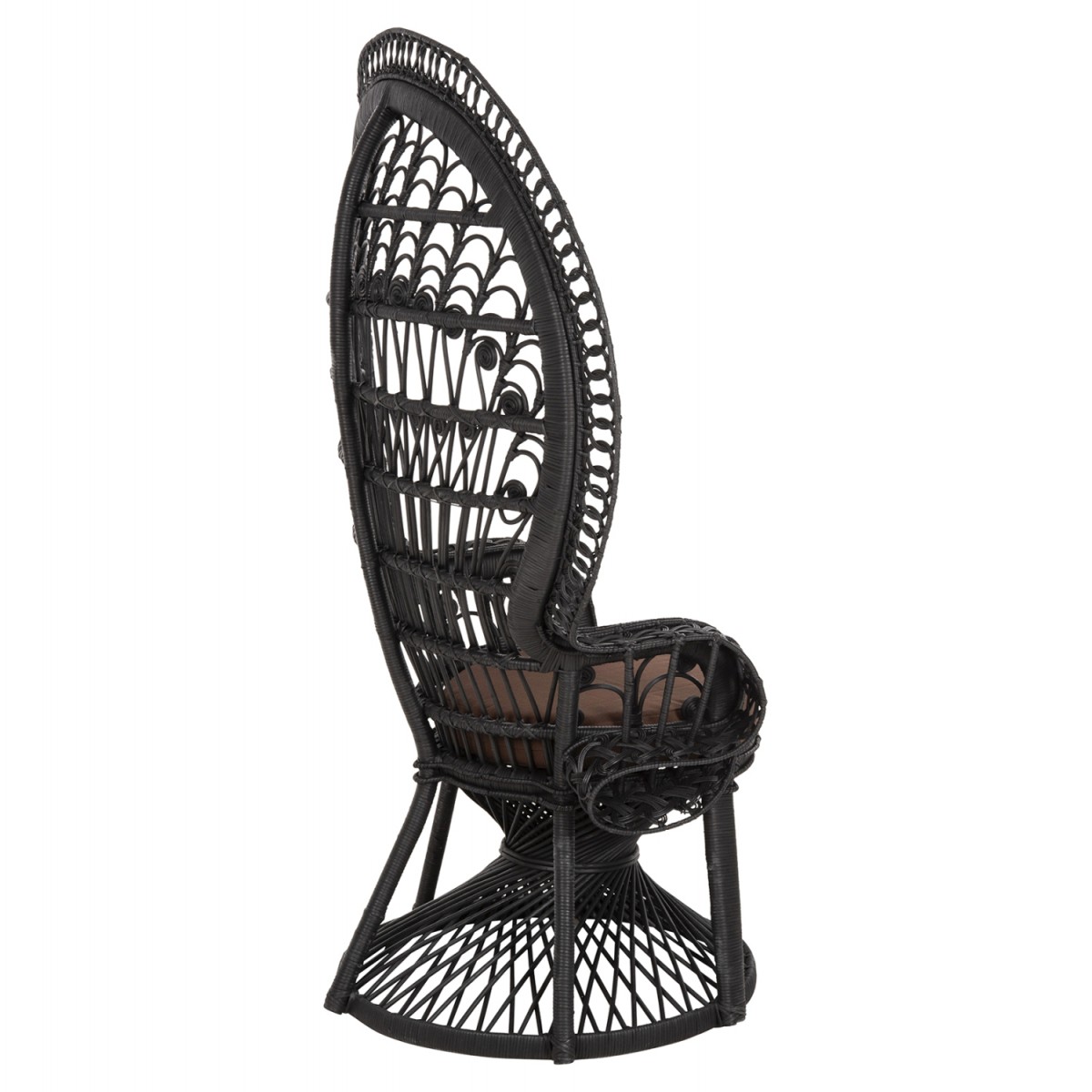 ΠΟΛΥΘΡΟΝΑ ROYAL PEACOCK HM9342.03 RATTAN ΜΑΥΡΟ-ΜΑΞΙΛΑΡΙ ΜΑΥΡΟ 114x72x150Yεκ.