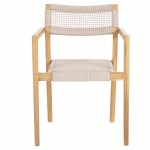 ΠΟΛΥΘΡΟΝΑ CHARLOTTE HM9637.07 ΞΥΛΟ TEAK ΦΥΣΙΚΟ & ΜΠΕΖ ΣΧΟΙΝΙ 58x61x81Yεκ.