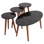 ΣΕΤ ΤΡΑΠΕΖΙ ΣΑΛΟΝΙΟΥ & 3 ΒΟΗΘ.ΤΡΑΠΕΖΙΑ VITAL HM18180.02 ΜΕΛΑΜΙΝΗ ΜΑΥΡΟ ΜΑΡΜΑΡΟ-ΚΑΡΥΔΙ ΠΟΔΙΑ