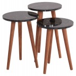 ΣΕΤ ΤΡΑΠΕΖΙ ΣΑΛΟΝΙΟΥ & 3 ΒΟΗΘ.ΤΡΑΠΕΖΙΑ VITAL HM18180.02 ΜΕΛΑΜΙΝΗ ΜΑΥΡΟ ΜΑΡΜΑΡΟ-ΚΑΡΥΔΙ ΠΟΔΙΑ