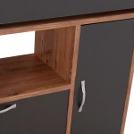 ΠΑΠΟΥΤΣΟΘΗΚΗ MEDY HM18187.02 ΜΕΛΑΜΙΝΗ ΣΕ ΦΥΣΙΚΟ & ΑΝΘΡΑΚΙ-ΜΑΥΡΑ ΠΟΔΙΑ 85x30x108.5Υεκ