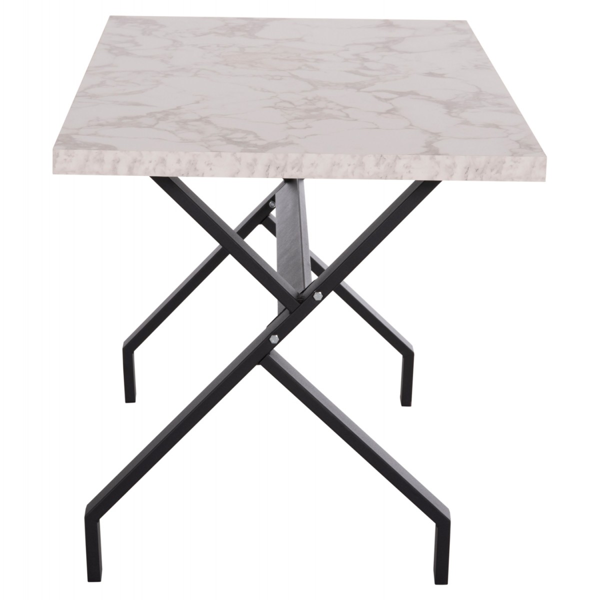 ΤΡΑΠΕΖΙ ΚΟΥΖΙΝΑΣ LANA HM18221.01 ΜΕΛΑΜΙΝΗ ΛΕΥΚΟ ΜΑΡΜΑΡΟ-ΜΑΥΡΑ ΜΕΤΑΛ.ΠΟΔΙΑ 140x70x72Υεκ