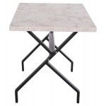 ΤΡΑΠΕΖΙ ΚΟΥΖΙΝΑΣ LANA HM18221.01 ΜΕΛΑΜΙΝΗ ΛΕΥΚΟ ΜΑΡΜΑΡΟ-ΜΑΥΡΑ ΜΕΤΑΛ.ΠΟΔΙΑ 140x70x72Υεκ