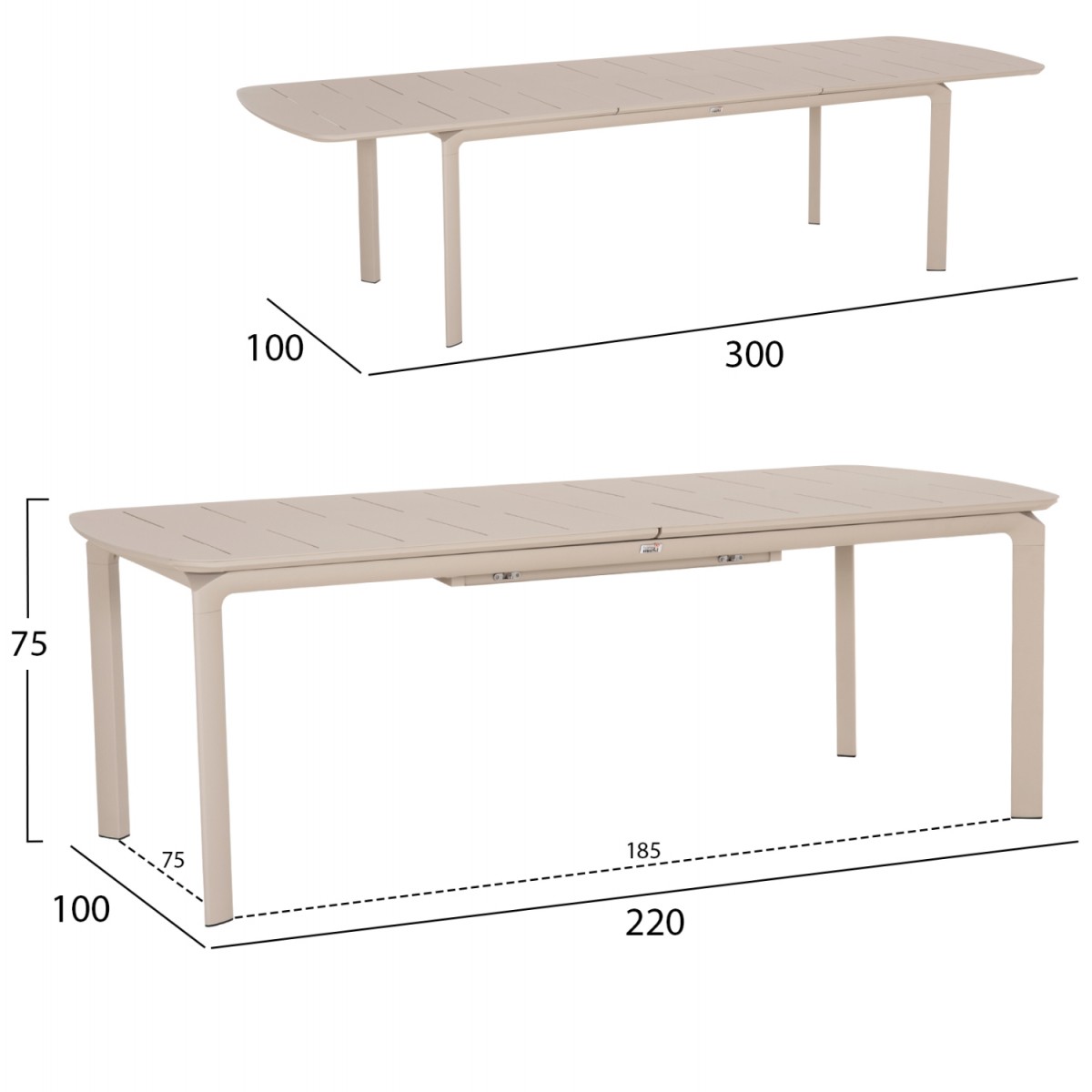 ΤΡΑΠΕΖΙ ΕΠΕΚΤΕΙΝΟΜΕΝΟ SYMPO HM6415.05 ΜΠΕΖ ΑΛΟΥΜΙΝΙΟ 220-300x100x75Υεκ