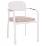 ΠΟΛΥΘΡΟΝΑ ΤΡΑΠΕΖΑΡΙΑΣ ELARA HM6414.02 ΛΕΥΚΟ ΑΛΟΥΜΙΝΙΟ-ΜΠΕΖ OLEFIN--TEAK 56x62x78Υεκ