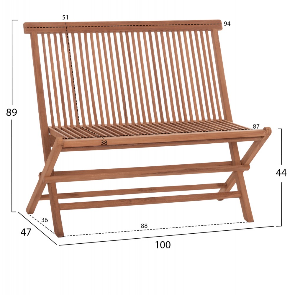 ΠΑΓΚΑΚΙ KENDALL HM18128 ΠΤΥΣΣΟΜΕΝΟ ΑΠΟ ΞΥΛΟ ΤΕΑΚ ΣΕ ΦΥΣΙΚΟ ΧΡΩΜΑ 100x47x89Υεκ.