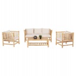 ΣΕΤ ΣΑΛΟΝΙ 4ΤΜΧ EDDARD HM9340.25 ΑΠΟ ΜΑΣΙΦ ΞΥΛΟ TEAK  ΦΥΣΙΚΟ - ΛΕΥΚΟ