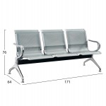 ΚΑΘΙΣΜΑ ΑΝΑΜΟΝΗΣ Τ. ΑΕΡΟΔΡΟΜΙΟΥ 3ΘΕΣΙΟ AVIATOR HM18399 ΜΕΤΑΛΛΟ MESH ΓΚΡΙ 171x64x76Υ