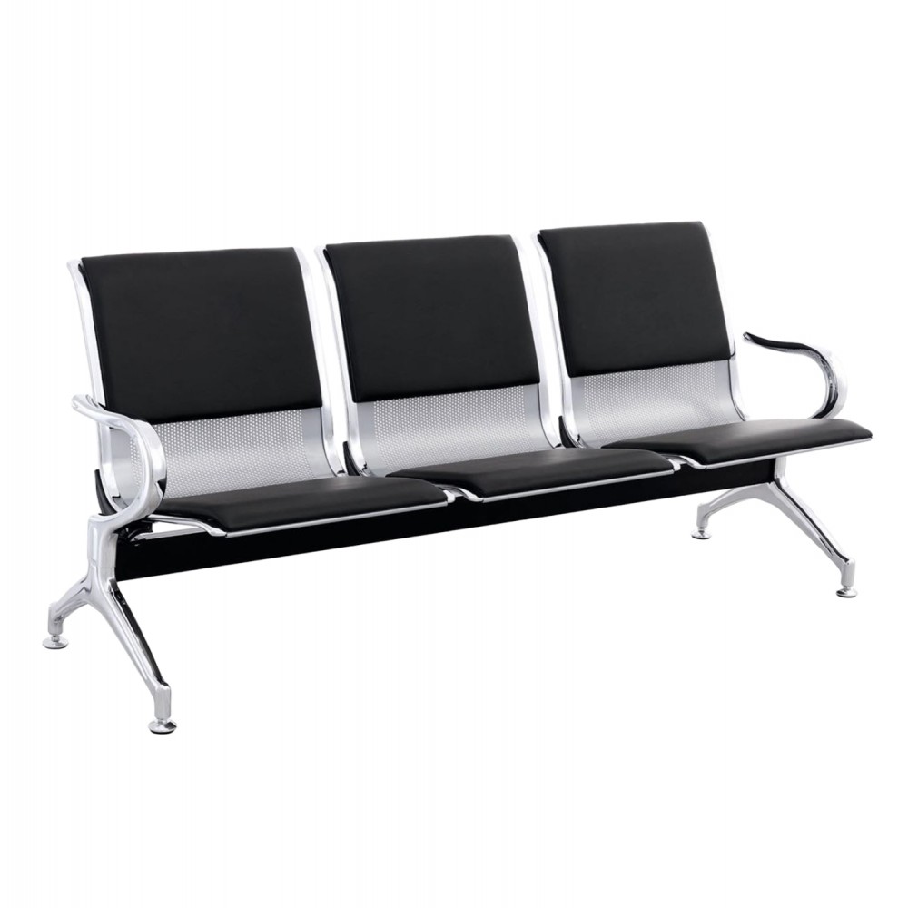 ΚΑΘΙΣΜΑ ΑΝΑΜΟΝΗΣ Τ.ΑΕΡΟΔΡΟΜΙΟΥ 3ΘΕΣΙΟ AVIATOR HM18400 ΜΕΤΑΛΛΟ ΜΕ PU ΜΑΥΡΟ 171x64x77Υ