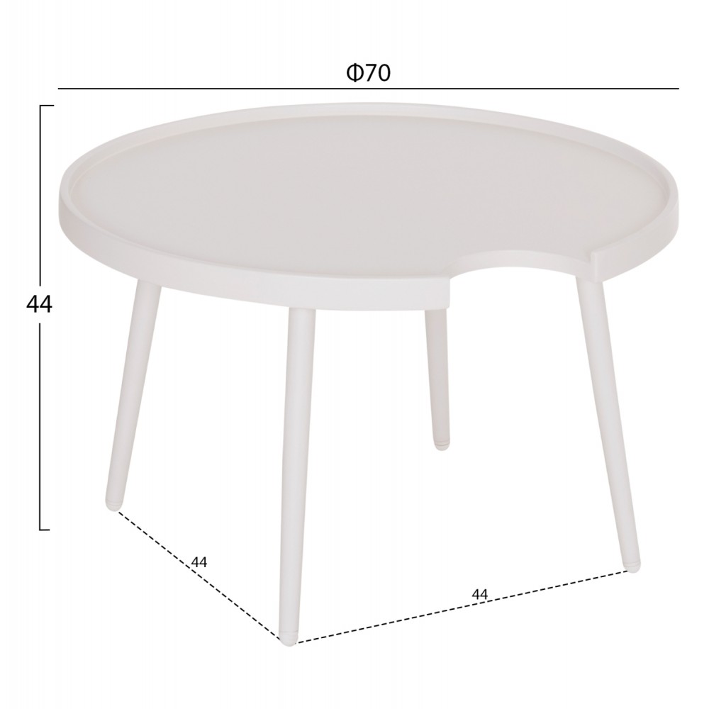 ΤΡΑΠΕΖΙ ΜΕΣΗΣ ΣΤΡΟΓΓΥΛΟ ΕΞ.ΧΩΡΟΥ TEROC HM6434.02 ΑΛΟΥΜΙΝΙΟ ΛΕΥΚΟ Φ70x44Υεκ