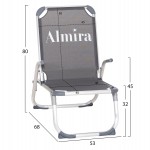 ΚΑΡΕΚΛΑΚΙ ΠΑΡΑΛΙΑΣ ΑΛΟΥΜΙΝΙΟΥ ΒΑΡ.ΤΥΠΟΥ ΥΠΕΡΥΨΩΜΕΝΟ ALMIRA HM6431.10 ΓΚΡΙ 53x68x80Υεκ