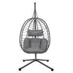 ΚΡΕΜΑΣΤΗ ΠΟΛΥΘΡΟΝΑ ΦΩΛΙΑ MILLIE HM5997.10 ΜΕΤΑΛΛΟ-ΣΥΝΘ.RATTAN ΓΚΡΙ 90x75x190Υεκ.