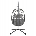 ΚΡΕΜΑΣΤΗ ΠΟΛΥΘΡΟΝΑ ΦΩΛΙΑ MILLIE HM5997.10 ΜΕΤΑΛΛΟ-ΣΥΝΘ.RATTAN ΓΚΡΙ 90x75x190Υεκ.