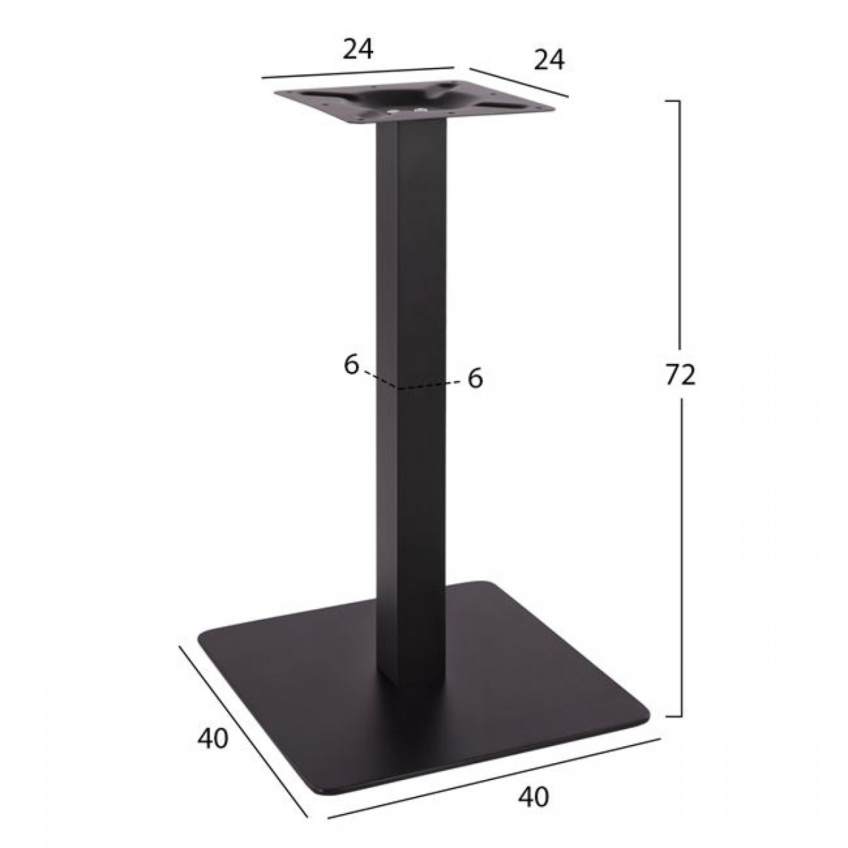 ΒΑΣΗ ΜΕΤΑΛΛΙΚΗ ΜΑΥΡΗ ΜΑΤ 40X40X72Υεκ. HM414.11