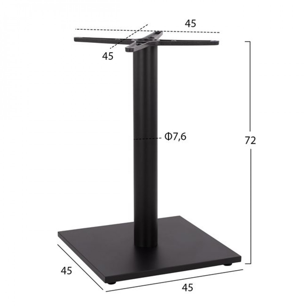 ΒΑΣΗ ΜΕΤΑΛΛΙΚΗ ΜΑΥΡΗ ΜΑΤ 45Χ45Χ72εκ. ΜΕ ΣΤΑΥΡΟ 46Χ46 ΚΑΙ ΡΕΓΟΥΛΑΤΟΡΟΥΣ HM438