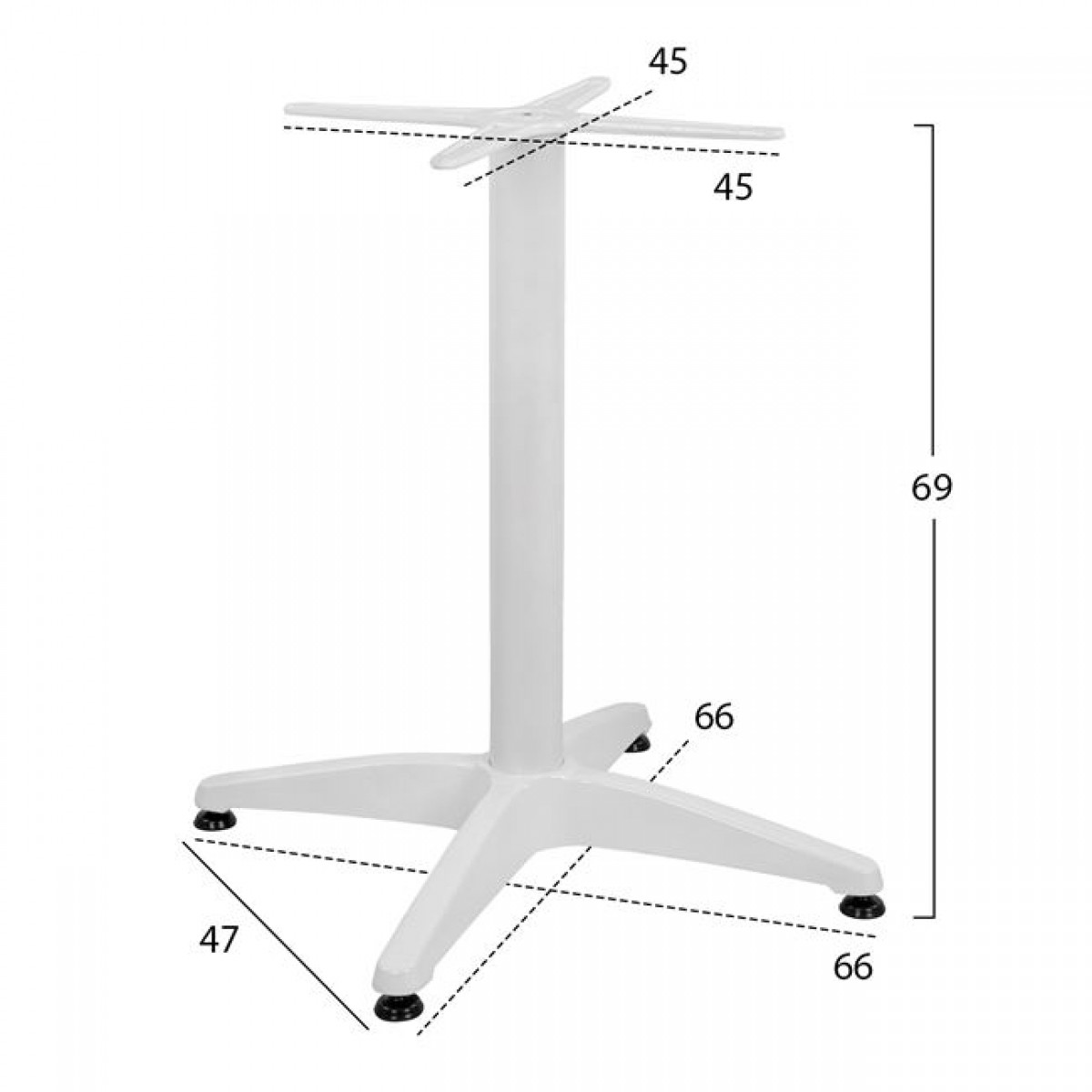 ΒΑΣΗ ΑΛΟΥΜΙΝΙΟΥ 4ΝΥΧΗ 66x66x69Υεκ. ΜΕ ΣΤΑΥΡΟ 45x45εκ. HM448.02 ΛΕΥΚΗ