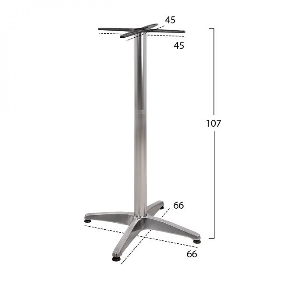 ΒΑΣΗ ΜΠΑΡ ΑΛΟΥΜΙΝΙΟΥ 4ΝΥΧΗ 66X66X109Υεκ. ΜΕ ΣΤΑΥΡΟ 44Χ44εκ. HM450 ΧΡΩΜΙΟΥ