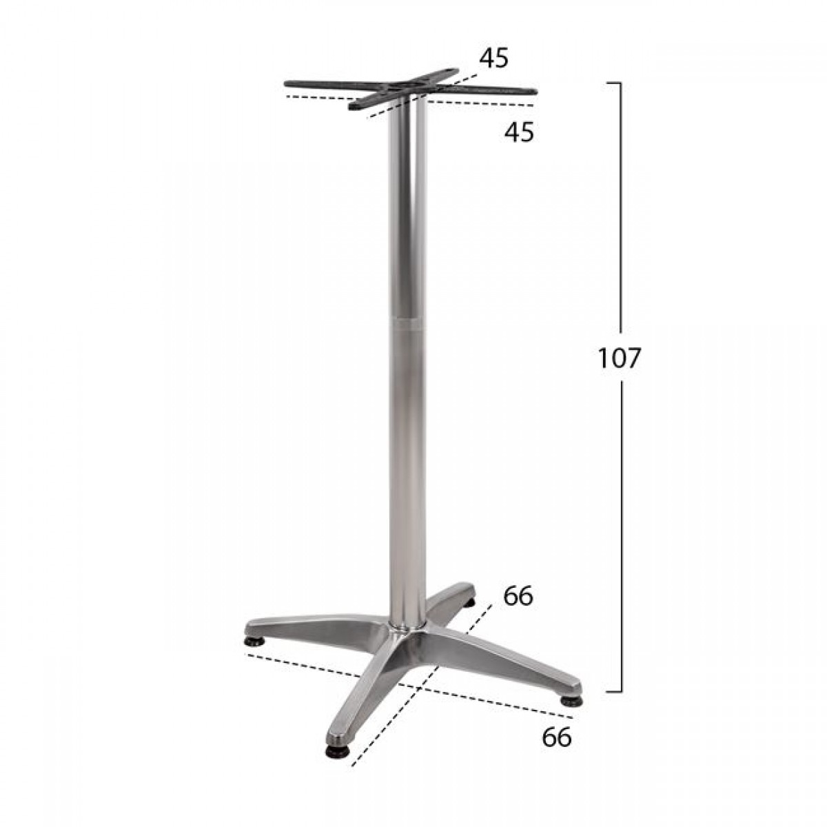 ΒΑΣΗ ΜΠΑΡ ΑΛΟΥΜΙΝΙΟΥ 4ΝΥΧΗ 66X66X109Υεκ. ΜΕ ΣΤΑΥΡΟ 44Χ44εκ. HM450 ΧΡΩΜΙΟΥ