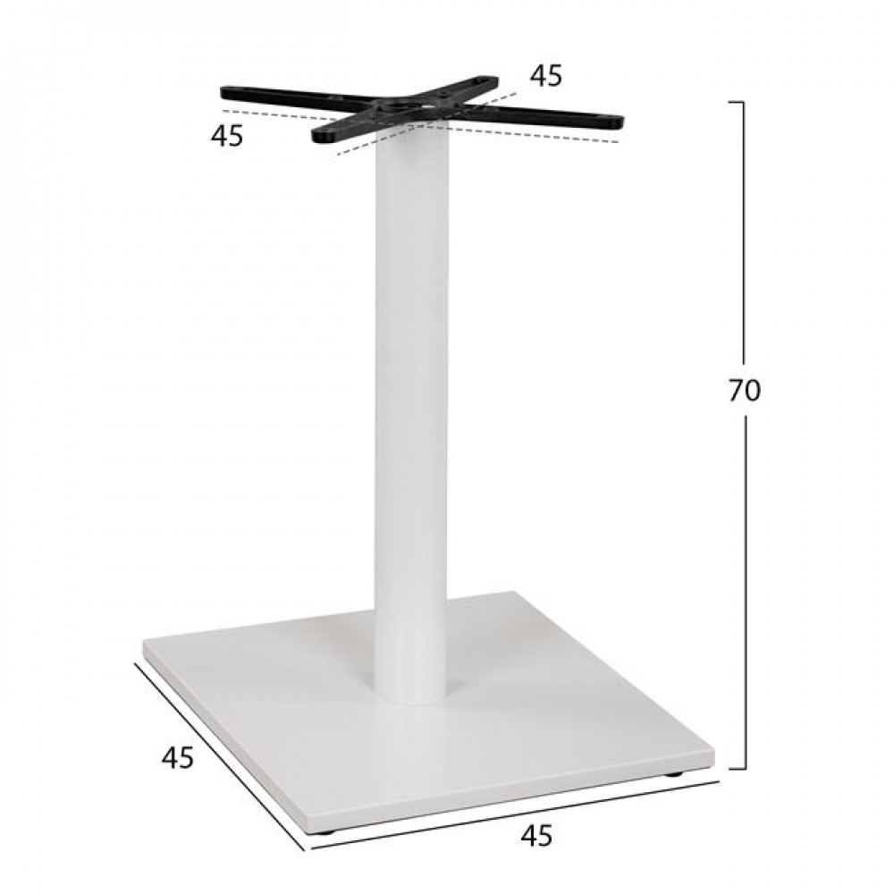 ΒΑΣΗ ΜΕΤΑΛΛΙΚΗ ΛΕΥΚΗ ΜΑΤ 46Χ46Χ72εκ. ΜΕ ΣΤΑΥΡΟ 46Χ46 ΚΑΙ ΡΕΓΟΥΛΑΤΟΡΟΥΣ HM438.02